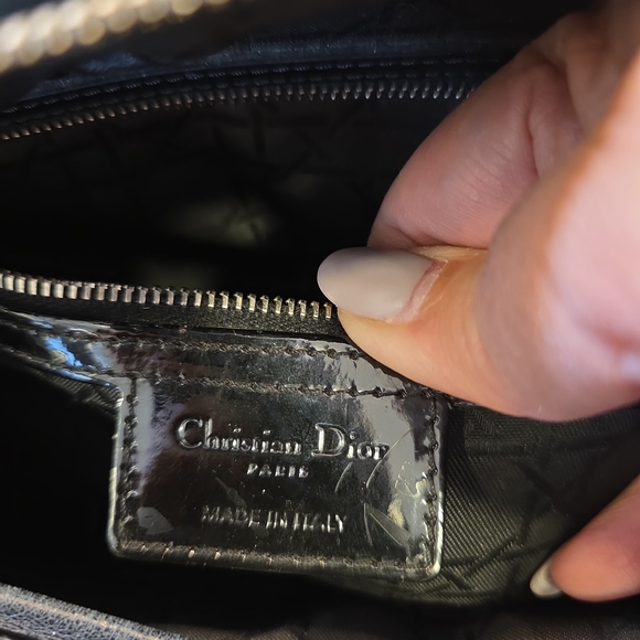 Authentic Pre Love LADY DIOR Black Patent Quilted Top-Handle Bag - Picture 4 of 6